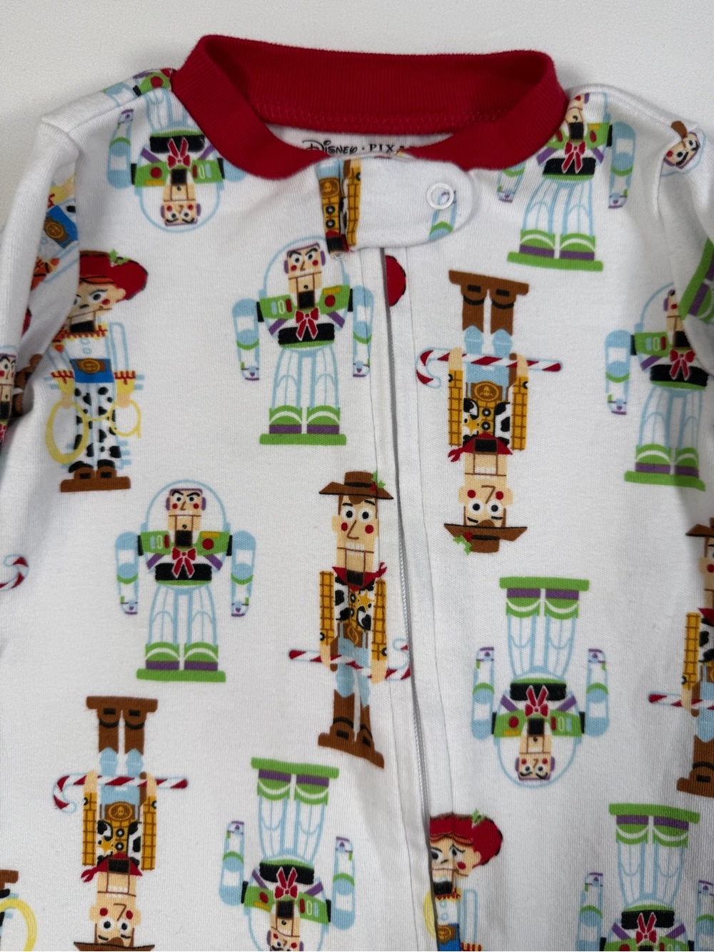 DISNEY PIXAR Toy Story Woody & Buzz Nutcracker Christmas Footie Sleeper 0-3M - Picture 3 of 8